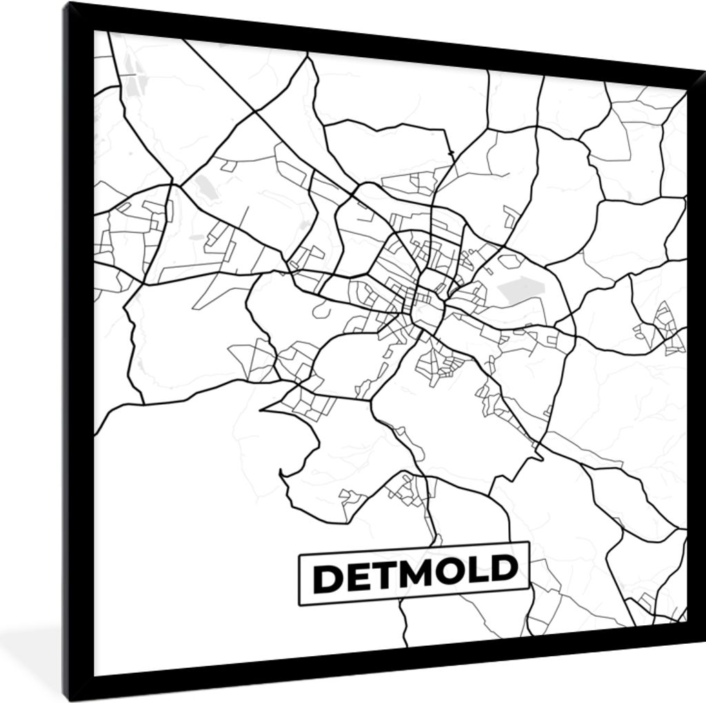 MuchoWow® Gerahmtes Poster Detmold - Karte - Stadtplan Produktbild 
