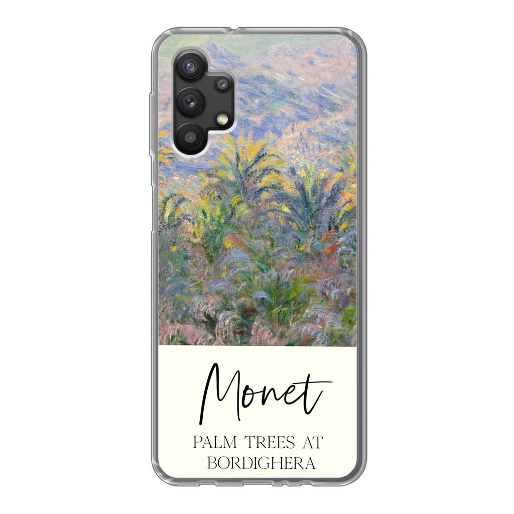 MuchoWow Handyhülle Schutzhülle Hülle für Samsung Galaxy A32 5G Monet - Kunst - Palmen in Bordighera Silikon Softcase Handy Hülle - Softcase