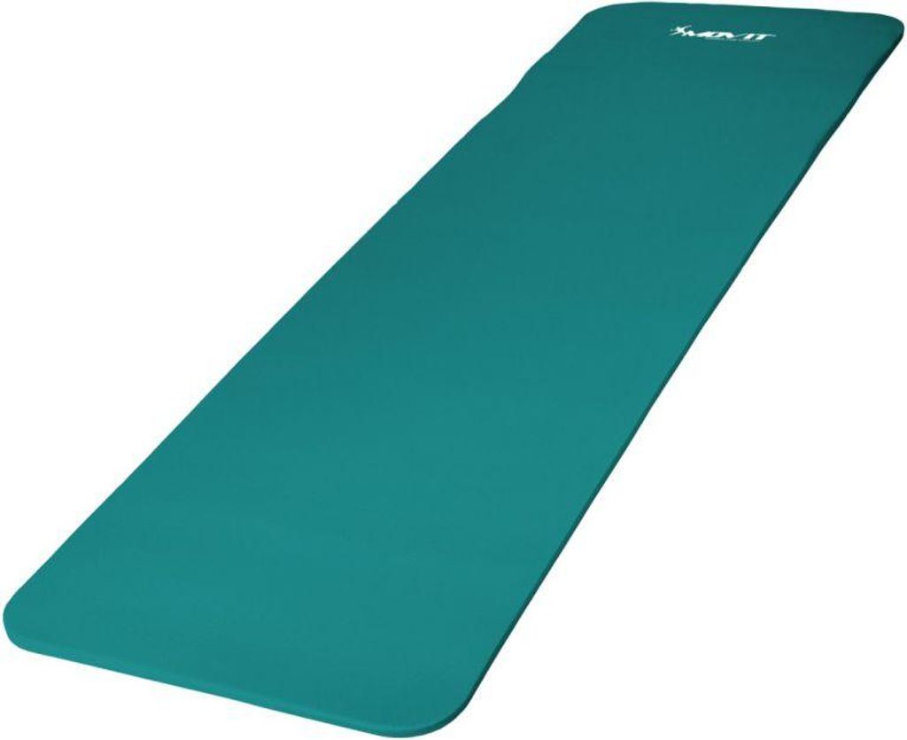 A teal yoga mat is shown on a white background.