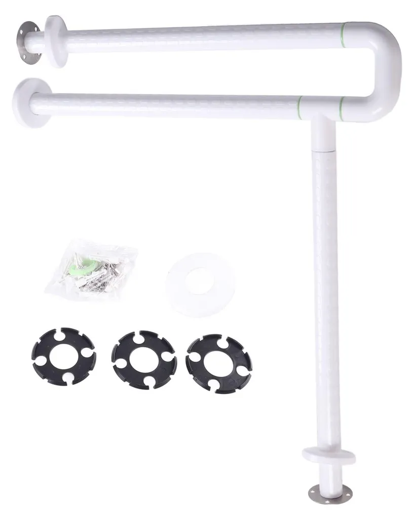 Barre d'appui de toilettes pliable anti-glisse avec guide lumineux LED