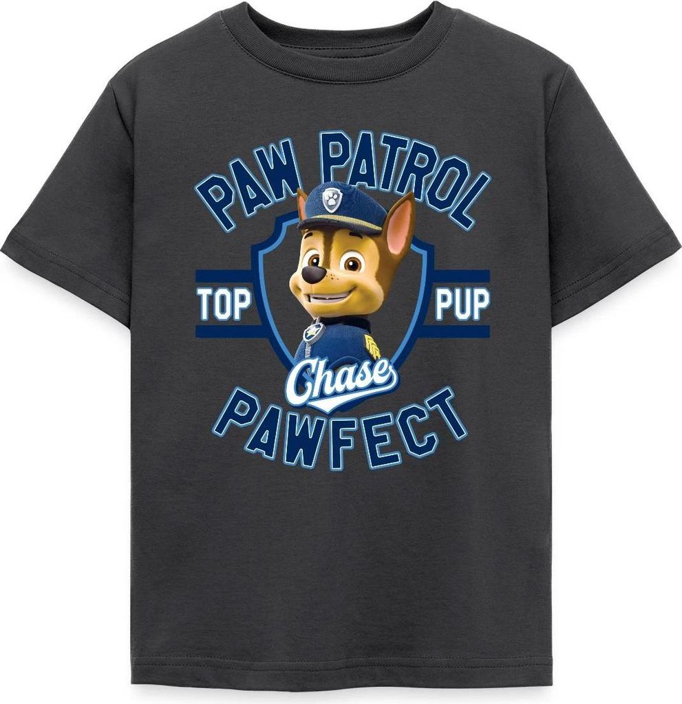 Spreadshirt Paw Patrol Chase Pawfect Kinder T-Shirt, 110/116 (5-6 Jahre), Dunkelgrau