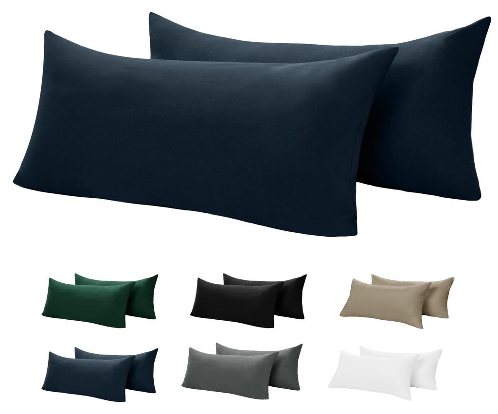 Kissenbezug 40 x 80 cm, Baumwolle, Blau – Kissenbezug 40 x 80 cm, Dunkelblau, 2er-Set mit extra langem Reißverschluss, weicher, -er Kissenbezug,...