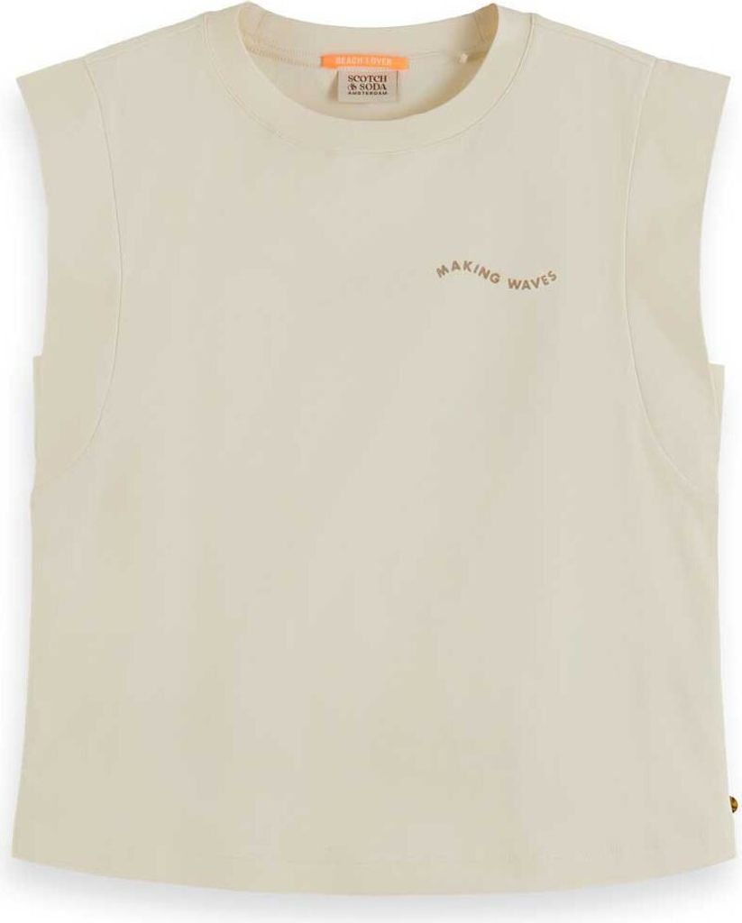 Scotch & Soda Side Panel Insert ärmelloses T-shirt Beige XS Frau Beige XS