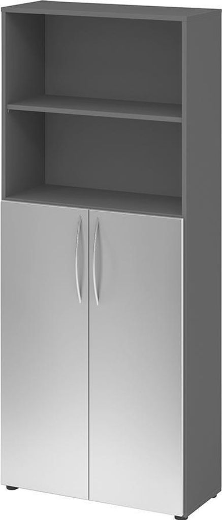 HAMMERBACHER Regalschrank 4770, V4770/G/S/BM grafit, silber 80,0 x 34,6 x 188,0 cm