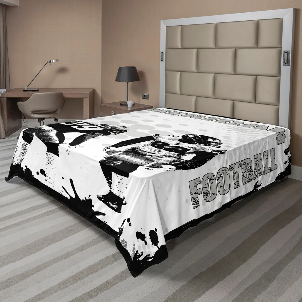 ABAKUHAUS Drap plat de football américain noir et blanc 266x260 cm