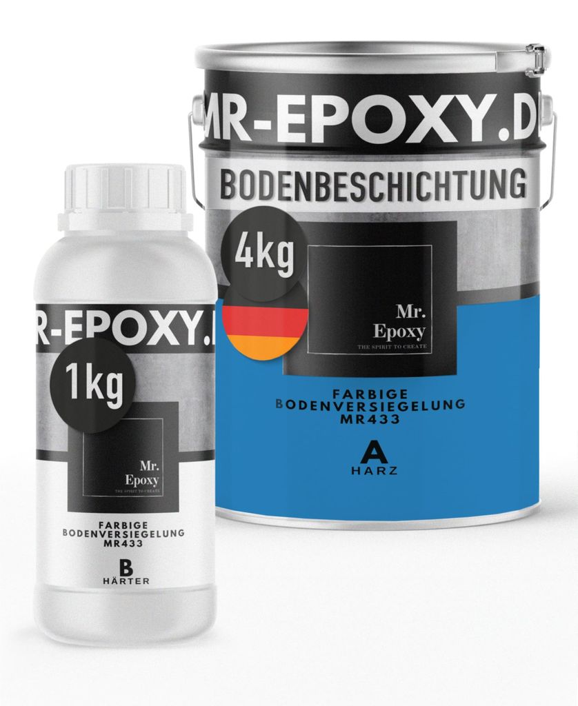 Mr. Epoxy Epoxidharz Bodenbeschichtung (5 kg, RAL 5012 Lichtblau) - 2K Betonfarbe für Garagen, Keller & Werkstatt Boden - Flüssigkunststoff Epoxi...