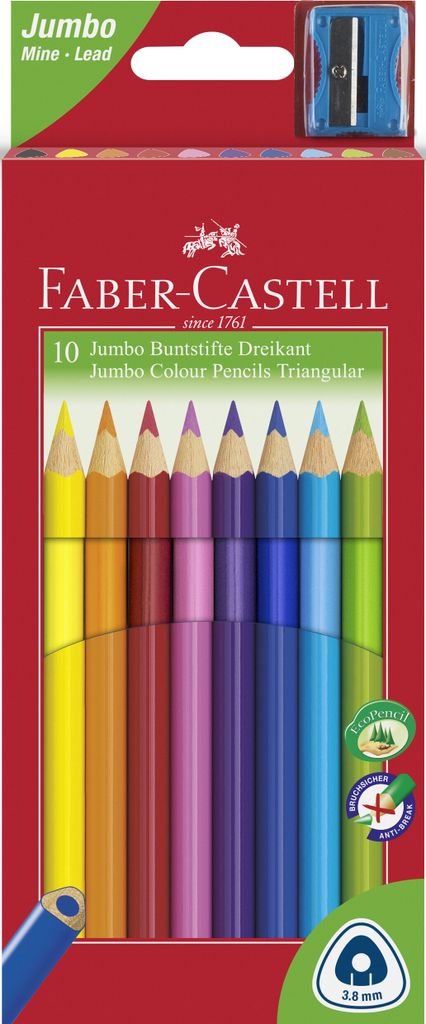FABER-CASTELL Dreikant Buntstifte Jumbo 10er Etui