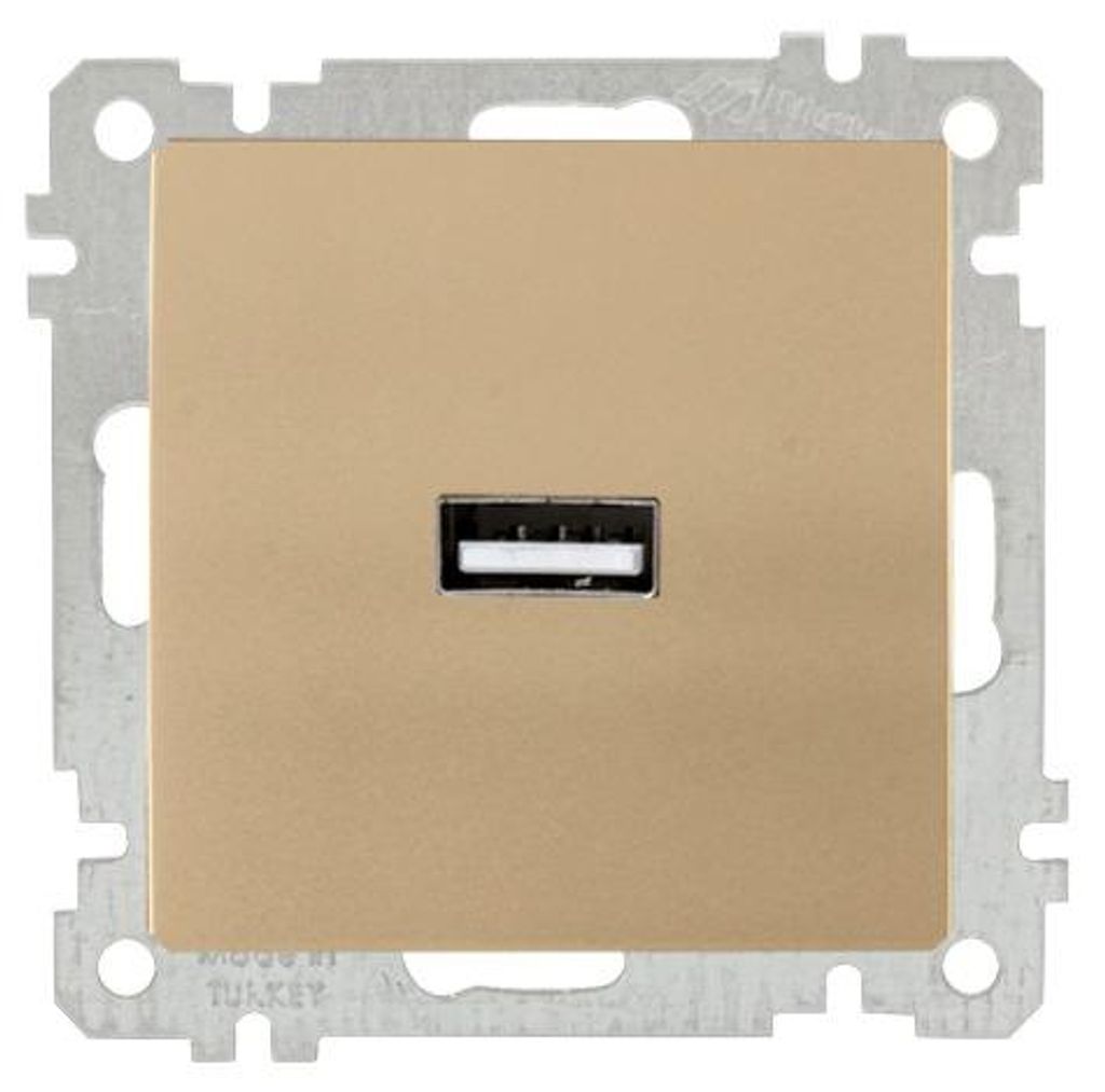 1-fach USB-Steckdose mit Ladefunktion Gold Optik – Unterputz IP20 – CANDELA