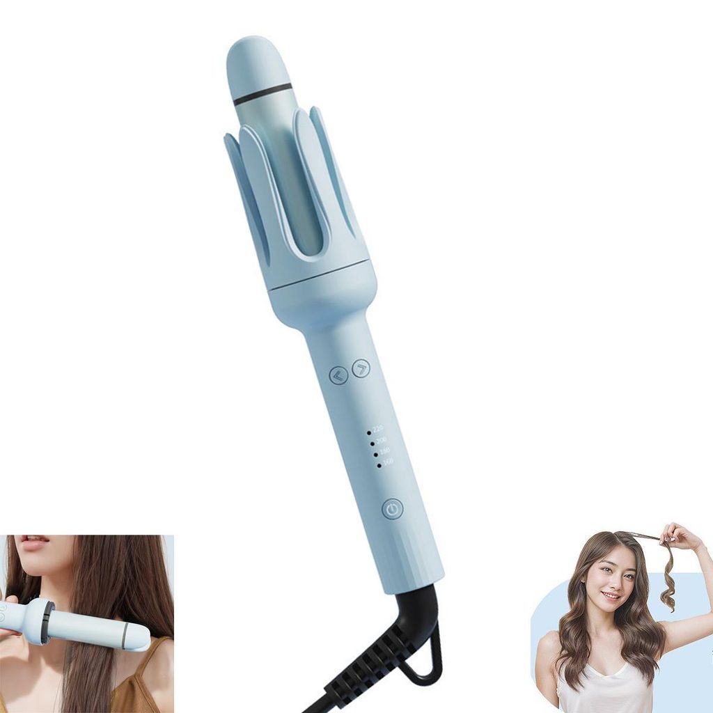 Lockenstäbe, Haarglätter, Lockenstab 2-in-1 Lockenwickler Haarglättungskamm 32 mm Lockenstab mit Doppelsspannung und 4 einstellbaren Temperaturs...