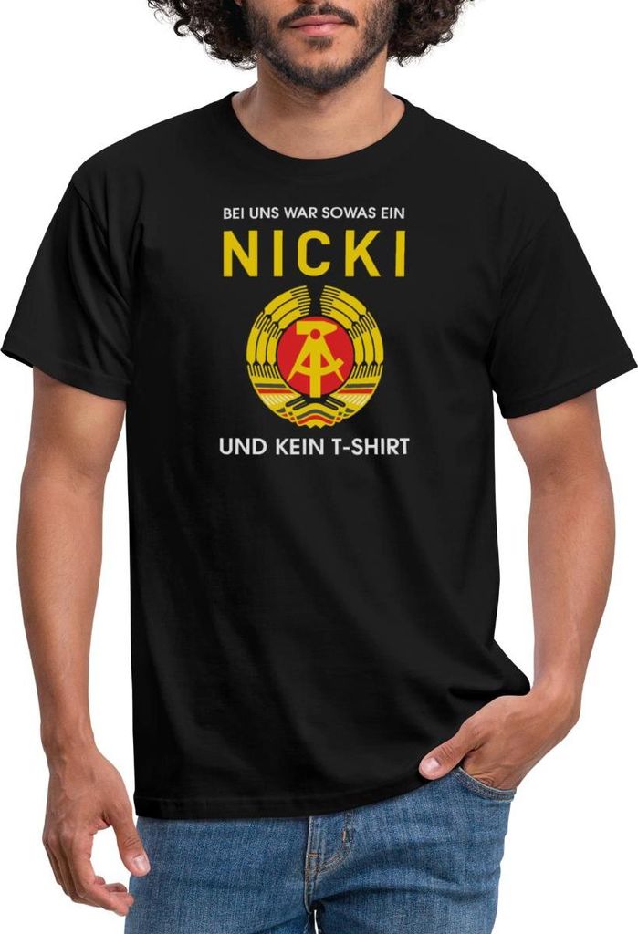 Spreadshirt Nicki Kein T-Shirt DDR Ostdeutschland Ossi Sprüche Männer T-Shirt, 3XL, Schwarz