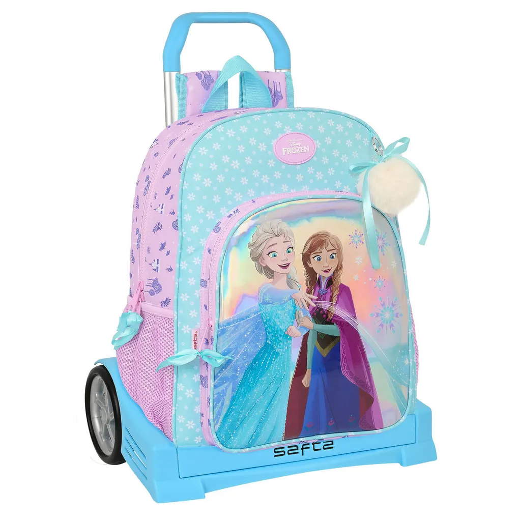 Sac à dos Frozen à roulettes Violet et Bleu ciel avec grand compartiment