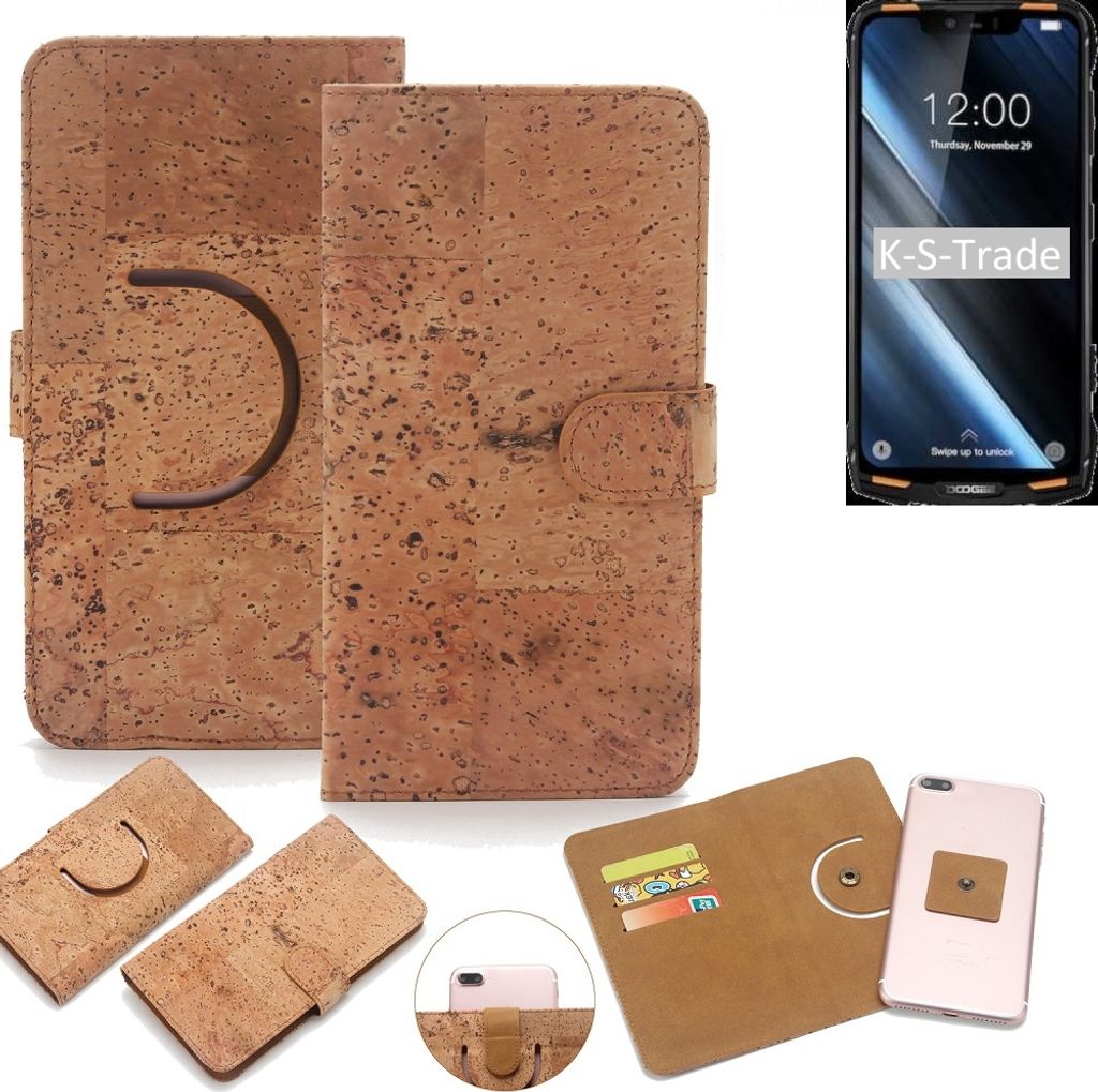 K-S-Trade Handy-Hülle Schutz-Hülle kompatibel mit Doogee S90 Handyhülle Schutzhülle Korkhülle Kork-Hülle 1x