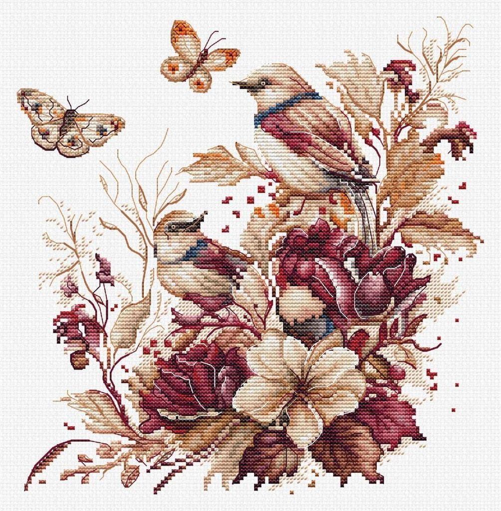 Luca-S Kreuzstich Kit "Die Vögel-Herbst", gezählt, DIY, 21x21cm