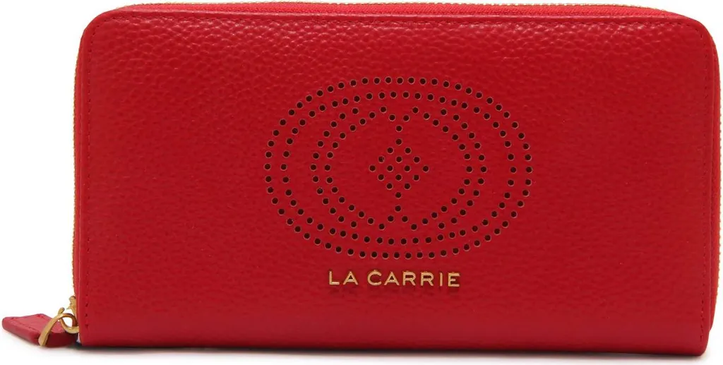 Portafoglio La Carrie L8126 Drilled | Vera Pelle Tumbled Rosso/Nero