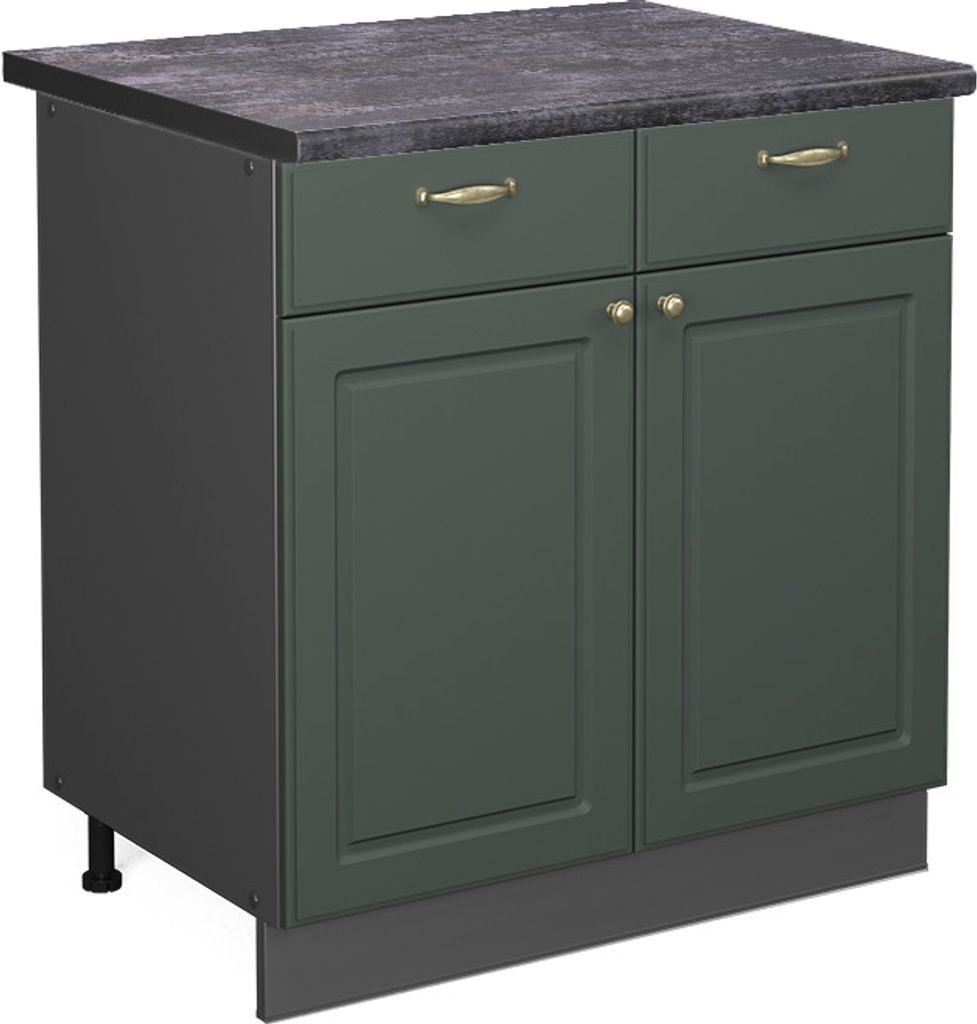 Küchenunterschrank Vicco Fame-Line Grün-Gold Landhaus 80 cm , AP Anthrazit, Model 45672