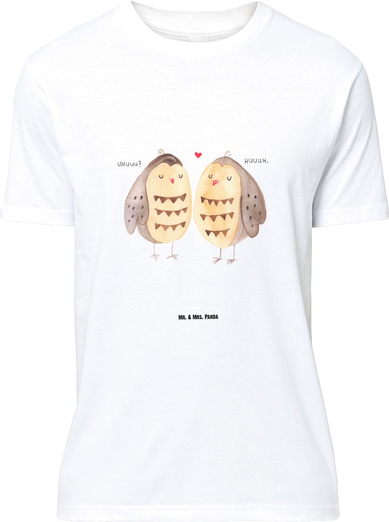 Mr. & Mrs. Panda Größe XL T-Shirt Eulen Liebe - Weiß - Geschenk, Verliebt, Shirt, glücklich, Tshirt, Eule, mit Spruch