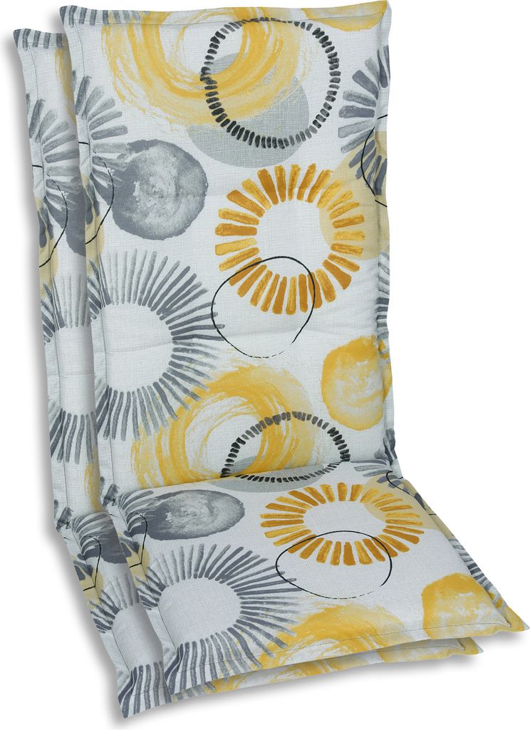 GO-DE Textil, Sesselauflage Hochlehner, 2er Set, Farbe: beige, Maße: 120 cm x 50 cm x 6 cm, Rueckenhoehe: 70 cm
