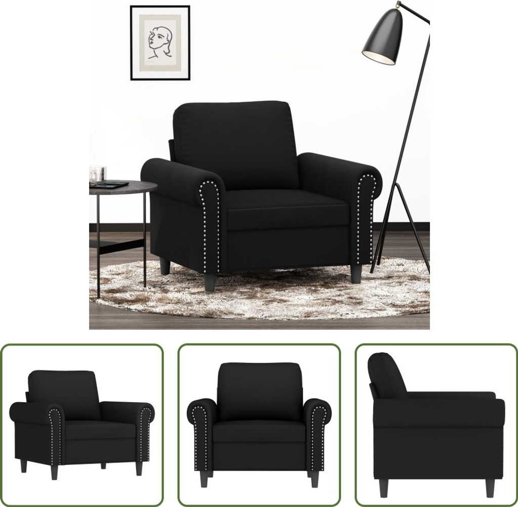 The Living Store Sessel Schwarz 60 cm Samt