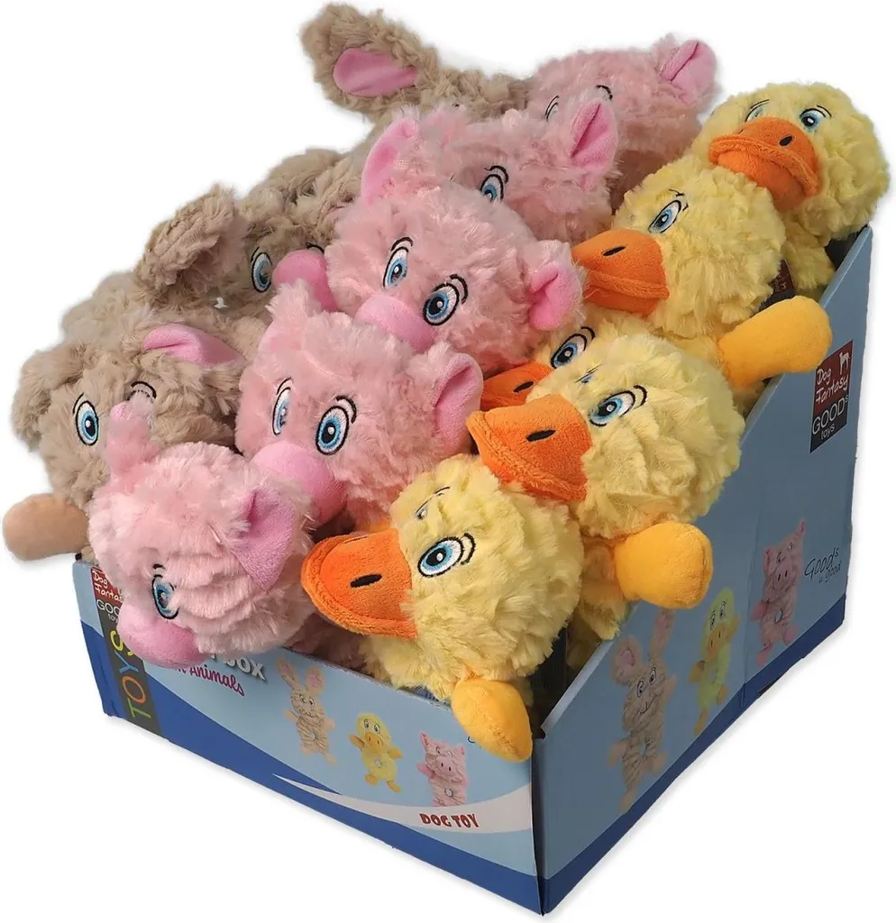 Jouet chien Fantasy Playful Box ferme animal Squeaky Mix 21cm 24pcs