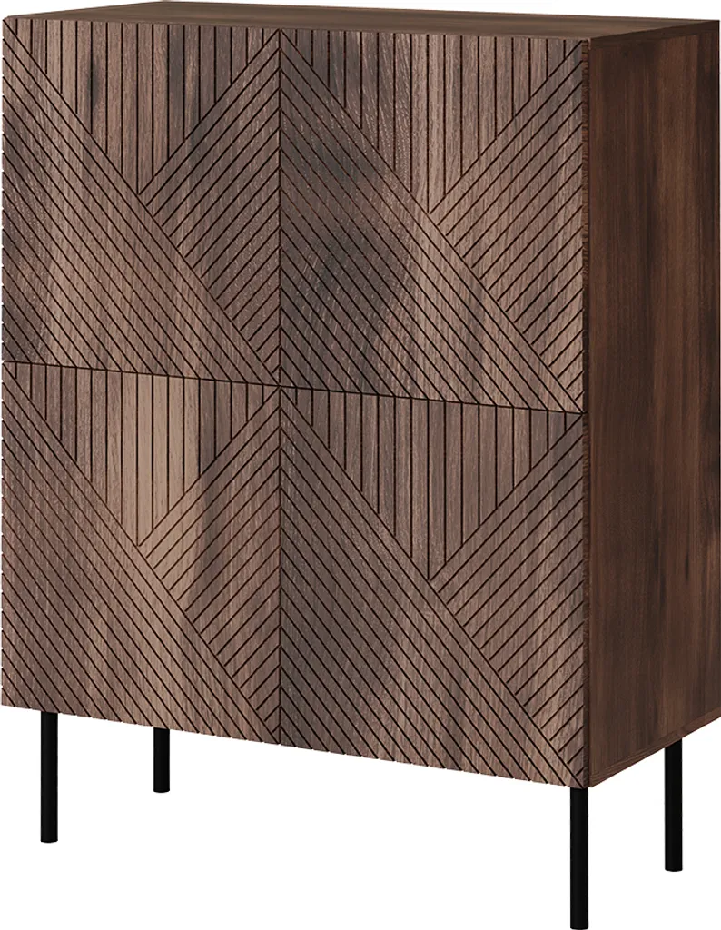 Buffet bas de salon RIESEL avec portes - Commode de rangement noyer - 2