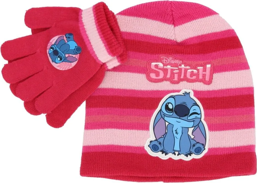 Set Invernale Stitch Rosso per Bambino | Cappello + Guanti Caldi