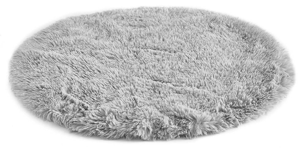 Sitzkissen Grau 34 cm Rund 4er Set Kunstfell Stuhlauflage Produktbild 7