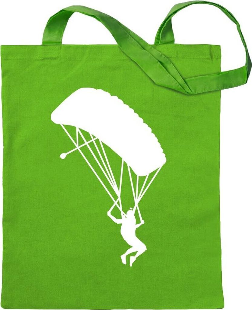 Kiwistar - Baumwolltasche - hellgrün - Gleitschirmfliegen Figur - Tragetasche Stoffbeutel Umhängetasche Langer Henkel