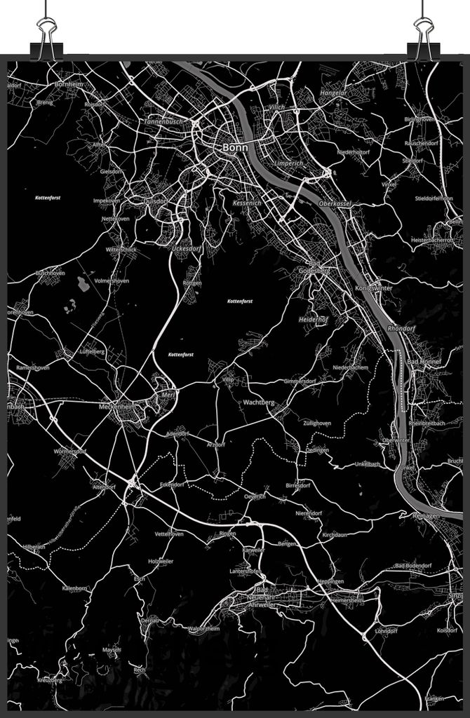 Mr. & Mrs. Panda Bild Wachtberg DIN A1 - Geschenk, Stadt, Designposter, Wandbild, Dorf Karte Landkarte Map Stadtplan, Plakat, drucke, wandkunst