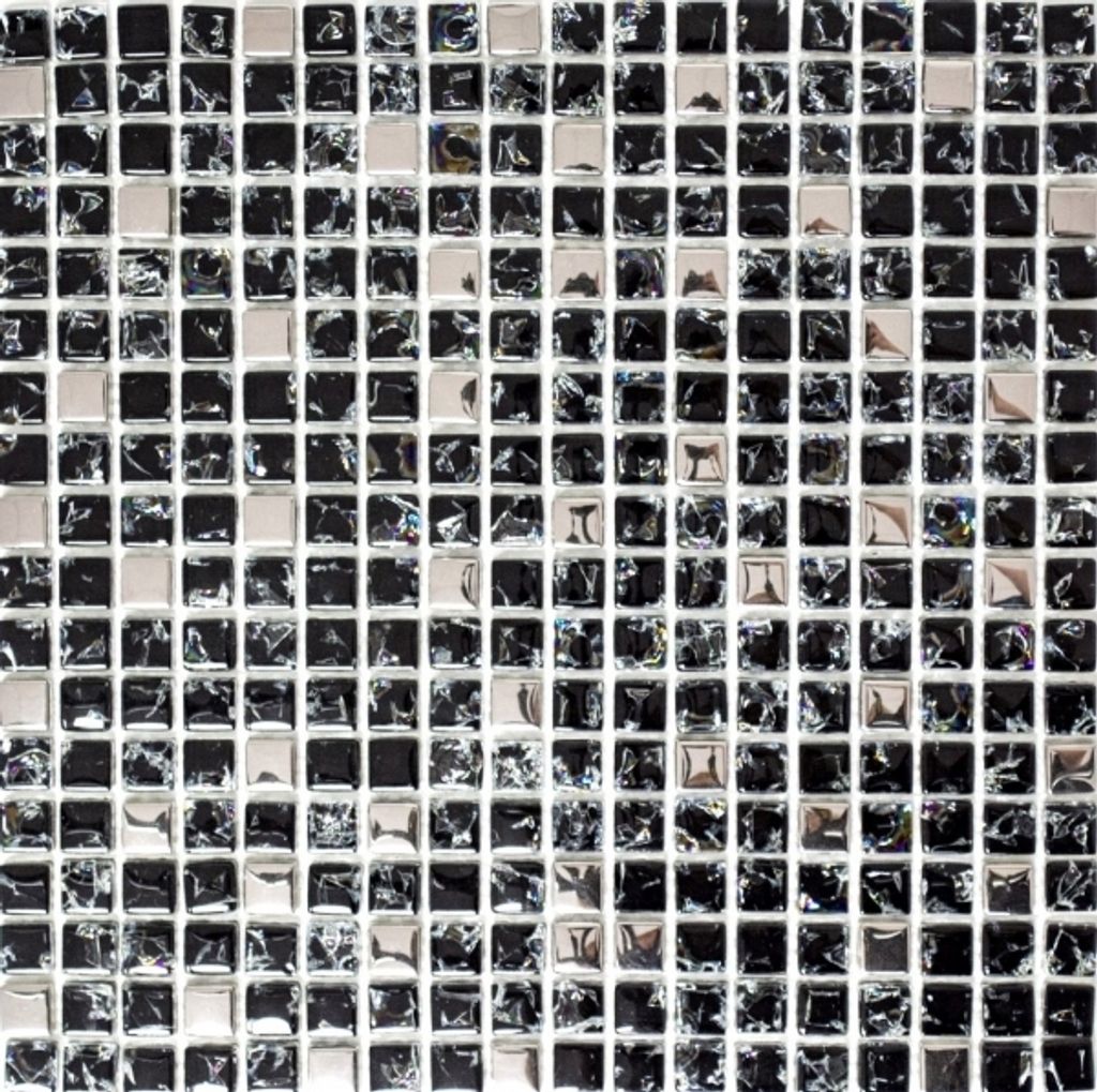 Mosaikfliese Transluzent schwarz silber Glasmosaik Crystal EP schwarz silber MOS92-1099