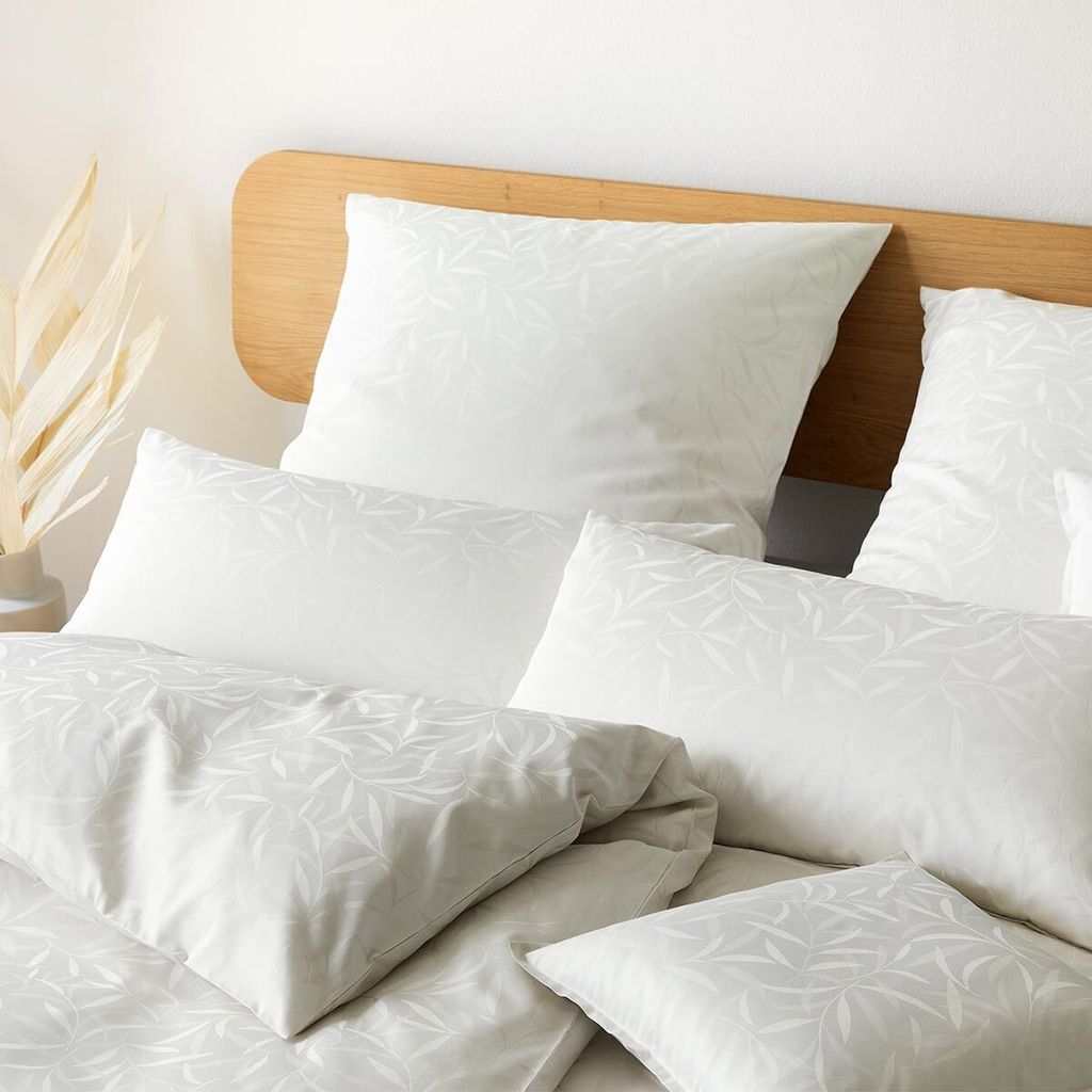 elegante Mako-Satin-Bettwäsche-Garnitur Muriel Farbe natur Größe 240x220+2x80x80