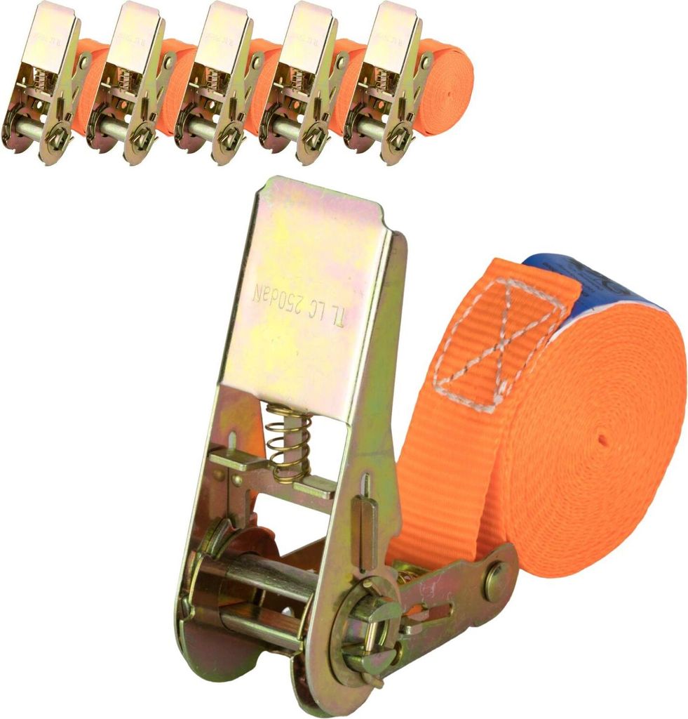 Safetytex 6x Spanngurt einteilig 6m lang 25mm breit 500kg Produktbild 