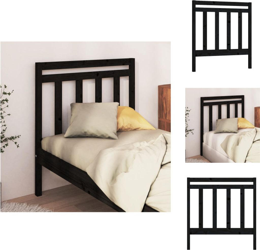 vidaXL Kopfteil Schwarz 81x4x100 cm Massivholz Kiefer - Kopf- & Fußenden