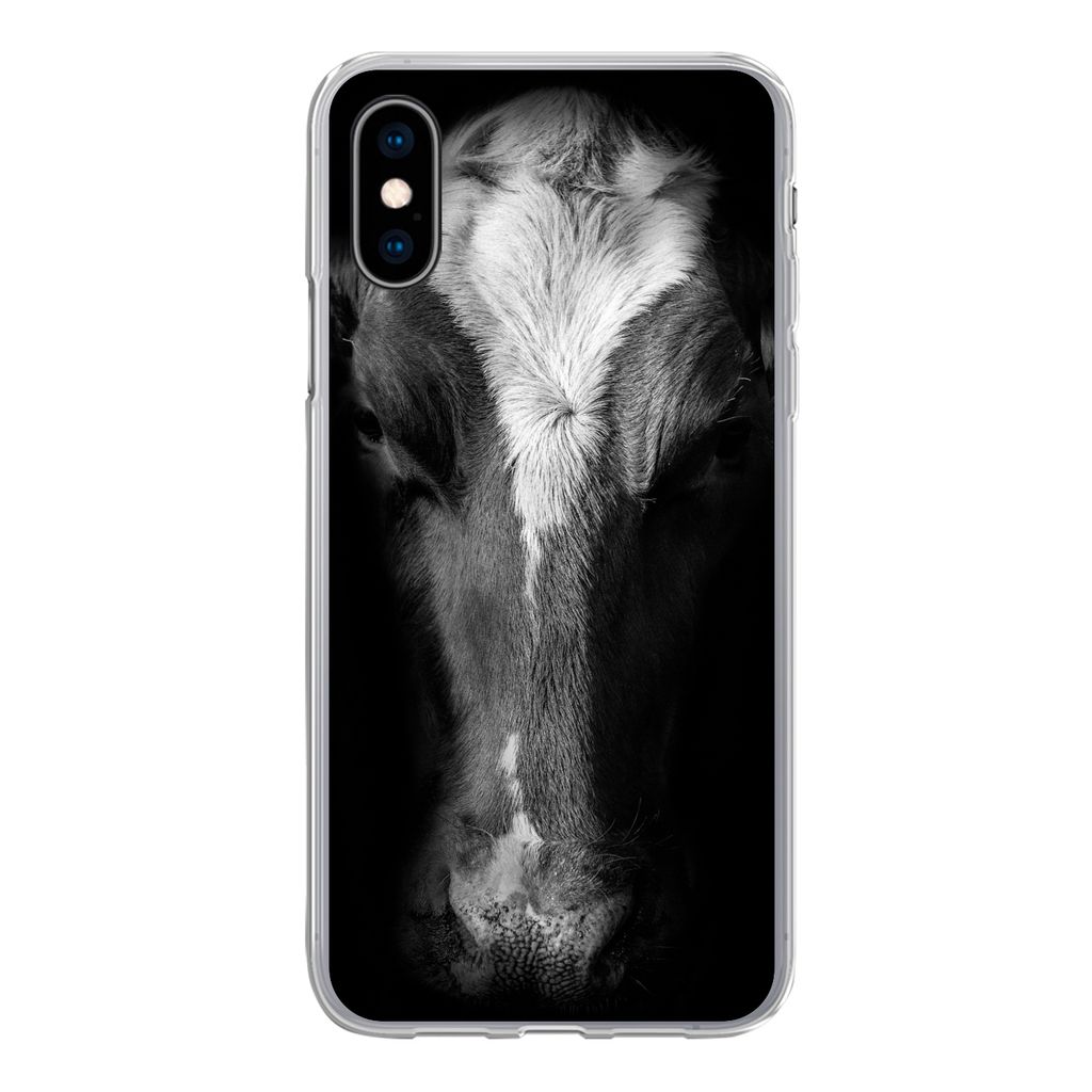 MuchoWow Handyhülle Schutzhülle Hülle für iPhone X Kuh - Tiere - Schwarz Silikon Softcase Handy Hülle - Handyhülle