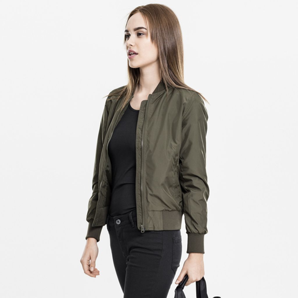 Urban Classics - Damen LIGHT BOMBER Übergangsjacke OLIVE-4XL