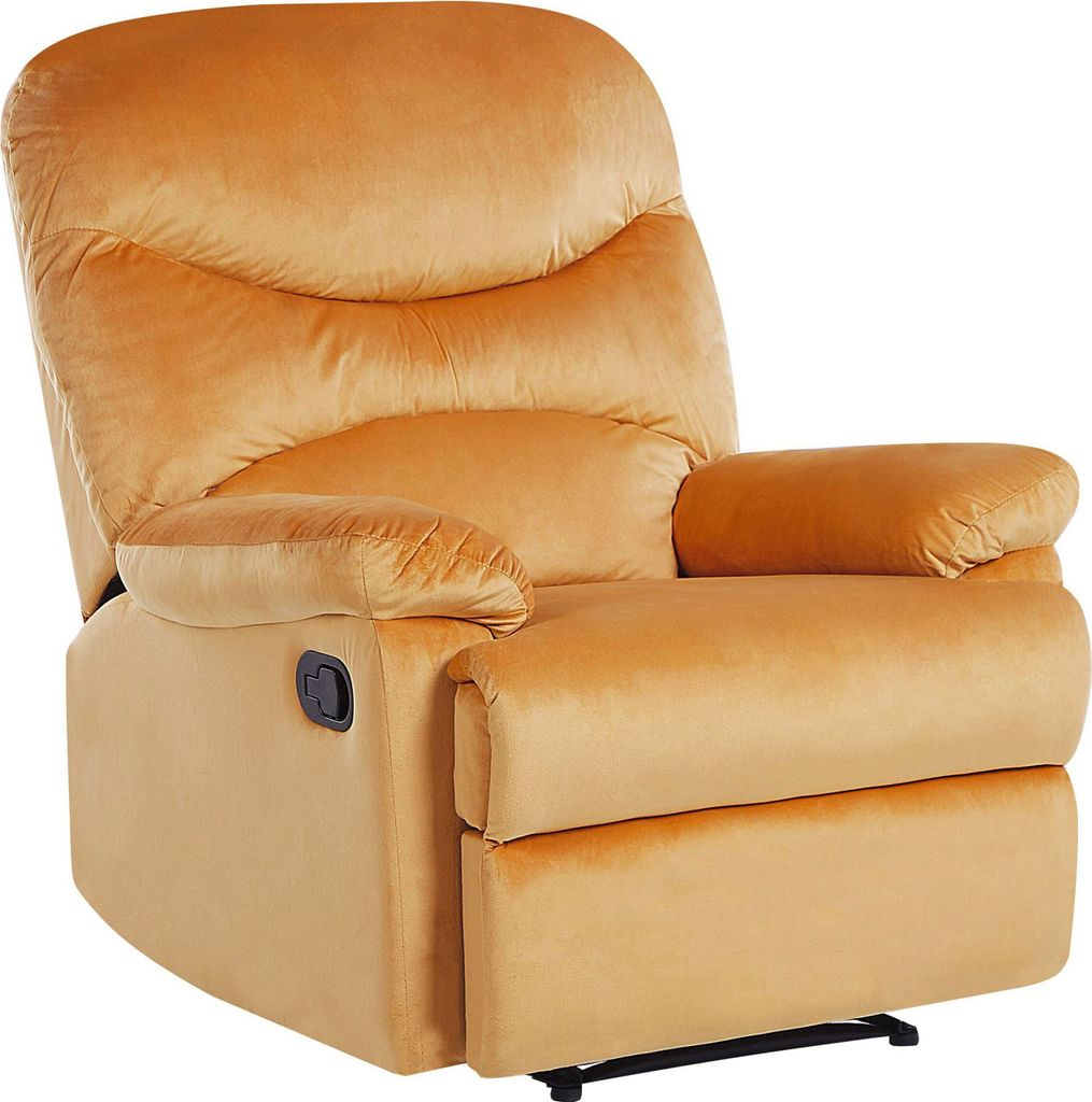 BELIANI Sessel Gelb Samtstoff manuell verstellbar Wohnzimmer Arbeitszimmer Retro Stil