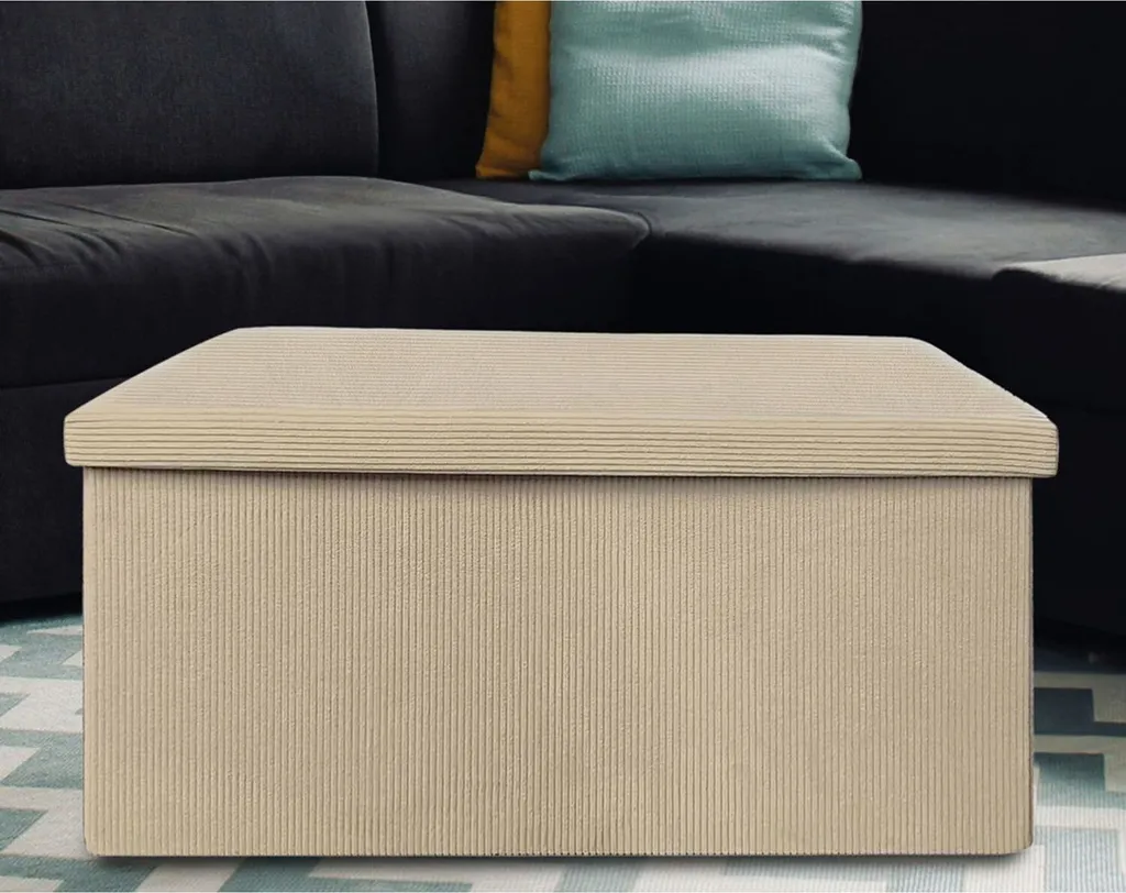 Coffre de siège velours côtelé 76x38x38cm : rangement et assise 2-en-1