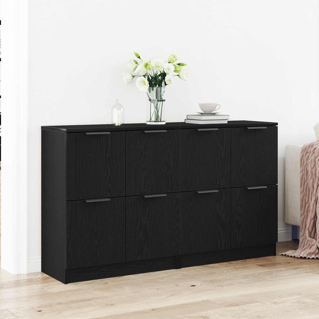 Maison Exclusive - Sideboard 2 pcs Schwarz Eichen-Optik 60 x 30 x 70 cm
