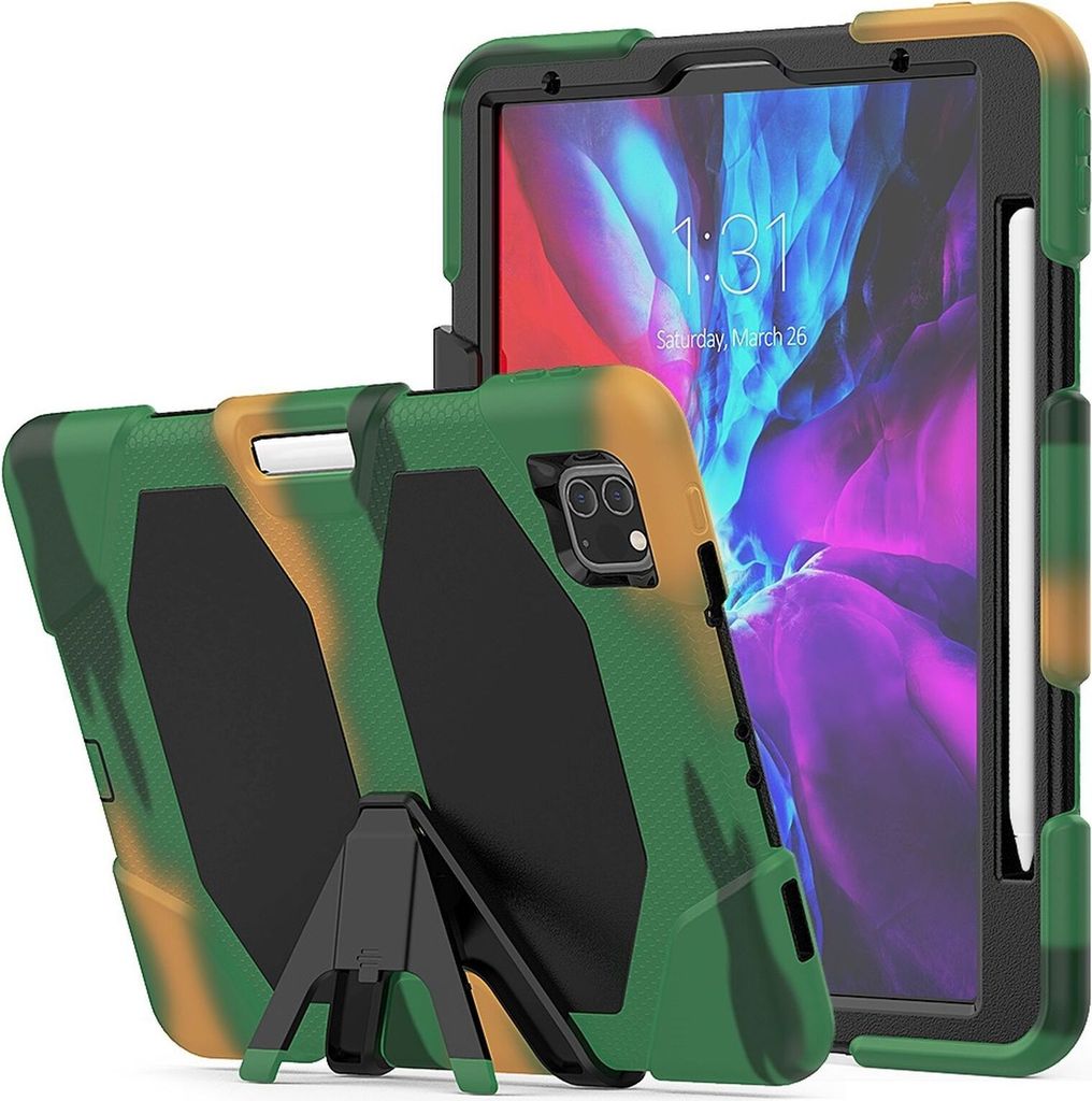 Schutzhülle für Apple iPad Pro 11 2020/2021/2022 11 Zoll Hard Case mit Displayfolie + Standfunktion Camouflage