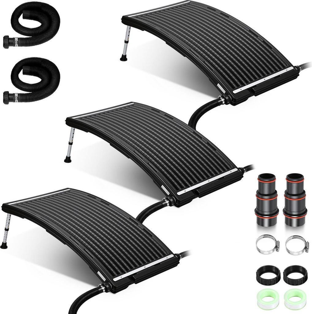 Izrielar 3 Stück Pool Solarheizung Solarheizpanel mit Anschlüssen Schwimmbad Poolheizung PoolSolarabsorber schwarz -110 x 69 x 14 cm
