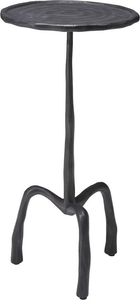 Casa Padrino Luxus Beistelltisch Bronzefarben Ø 27,5 x H. 57,5 cm - Runder Metall Tisch in Holzoptik - Wohnzimmer Möbel - Luxus Möbel