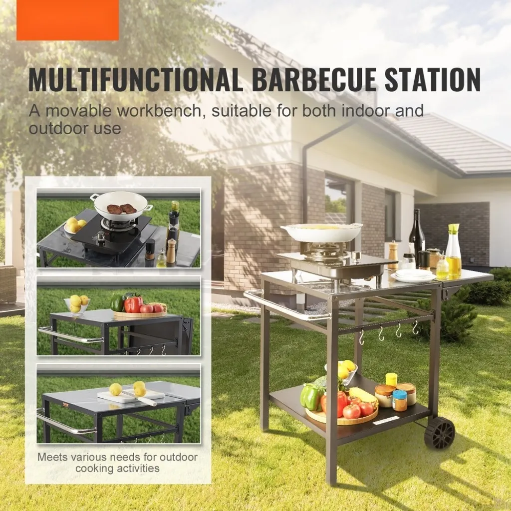 Chariot de repas mobile extérieur pour optimiser le rangement du barbecue - 2