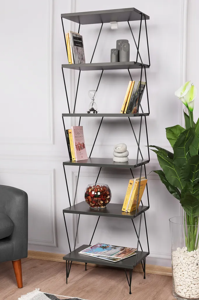 Bibliothèque Skye Decor Balaban KLN Anthracite 165x48x31cm Design Chic