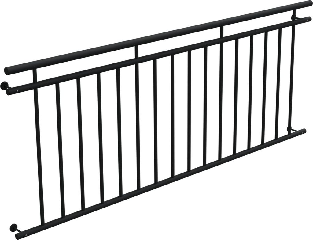 HAGO24 Französischer Balkon Fenstergitter Geländer Stahl Stabgeländer Schwarz 225x90cm Julietbalustrade Scheinbalkon Vorstellbalkon Brüstungsgi...