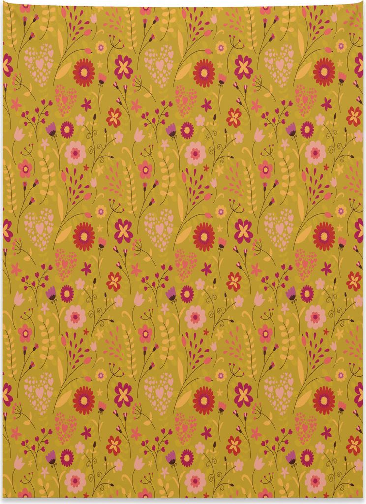 Abakuhaus Blume Wandteppich, Frühlings-Saison-Blüten aus Weiches Mikrofaser Stoff Kein Verblassen Klare Farben Waschbar, 110 x 150 cm, Mehrfarbig