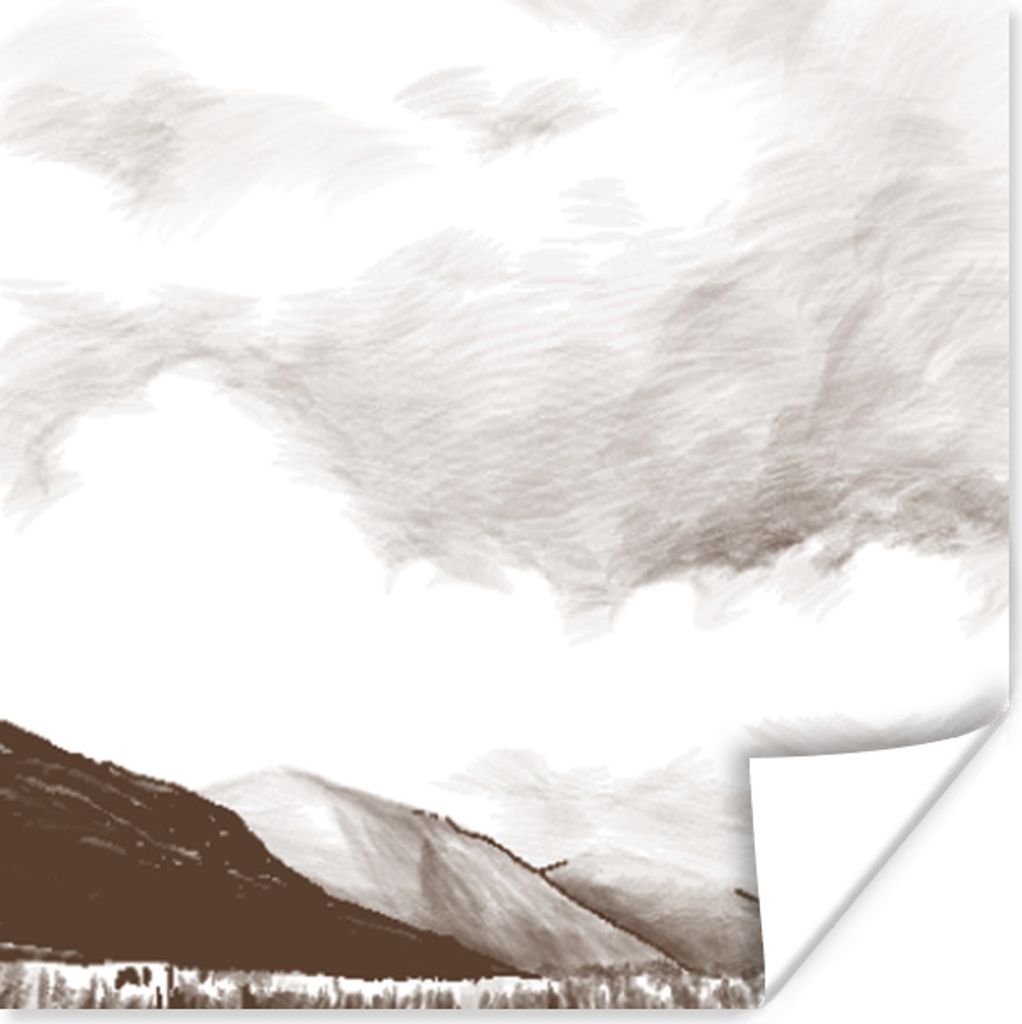 MuchoWow Poster Air - Mountain - Schwarz - Weiß 100x100 cm - Babyzimmer