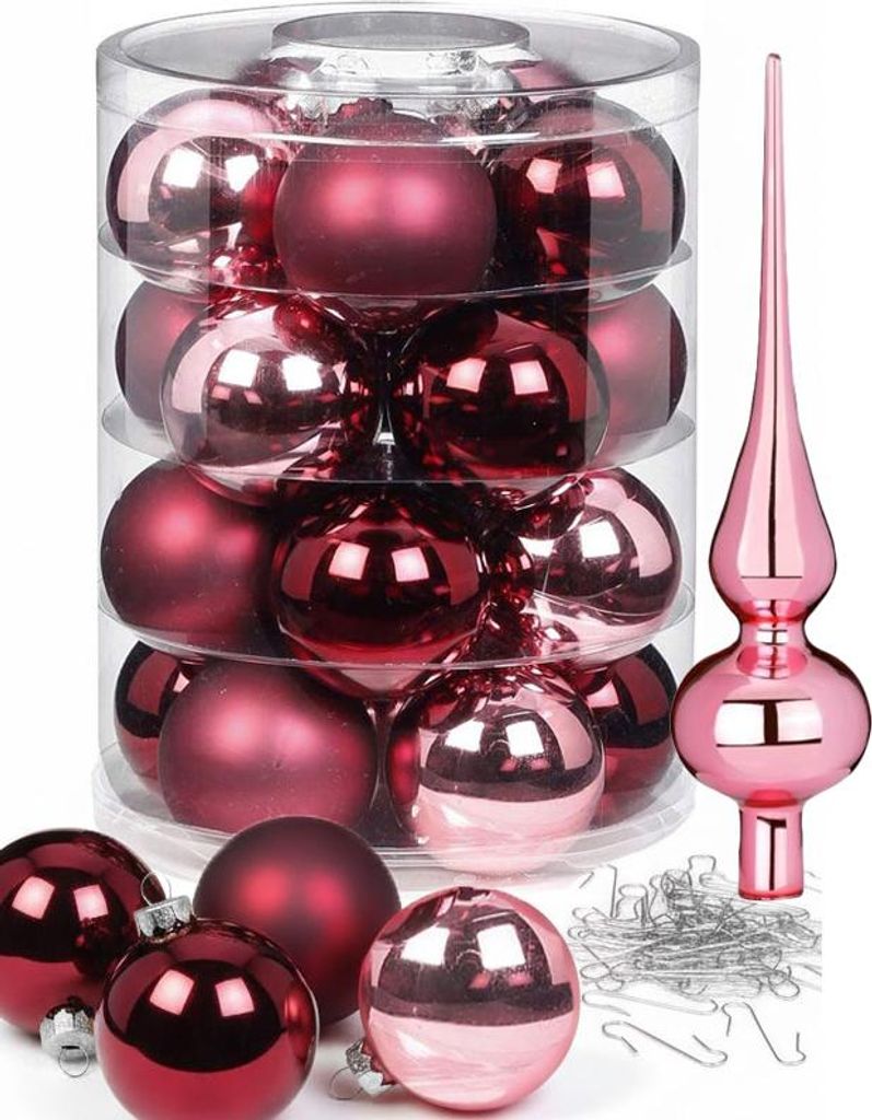 Weihnachtskugeln 20 Kugeln mit Spitze Berry Kiss