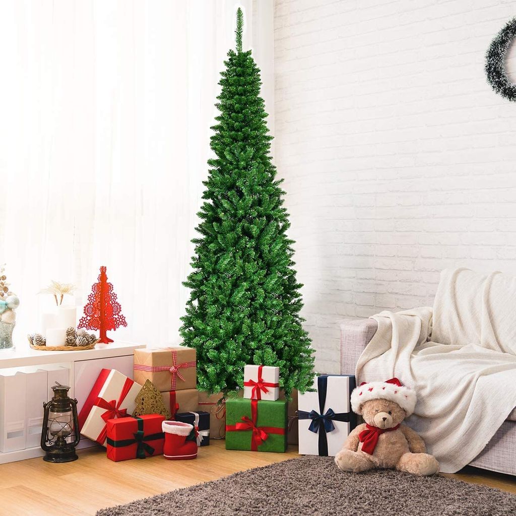 Weihnachtsbaum mit Ständer, Künstlicher Tannenbaum mit 350 LED-Leuchten, Christbaum aus PVC & Stahlrohr, für Häuser Hotels Einkaufszentren, Gr...