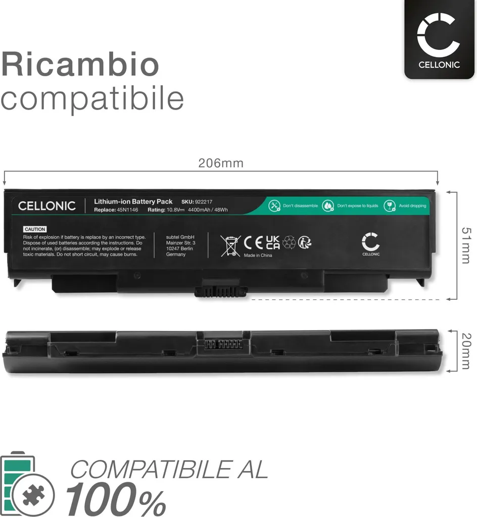 Batteria CELLONIC per Lenovo ThinkPad T440p T540p L540 W541 | 4400mAh - 3