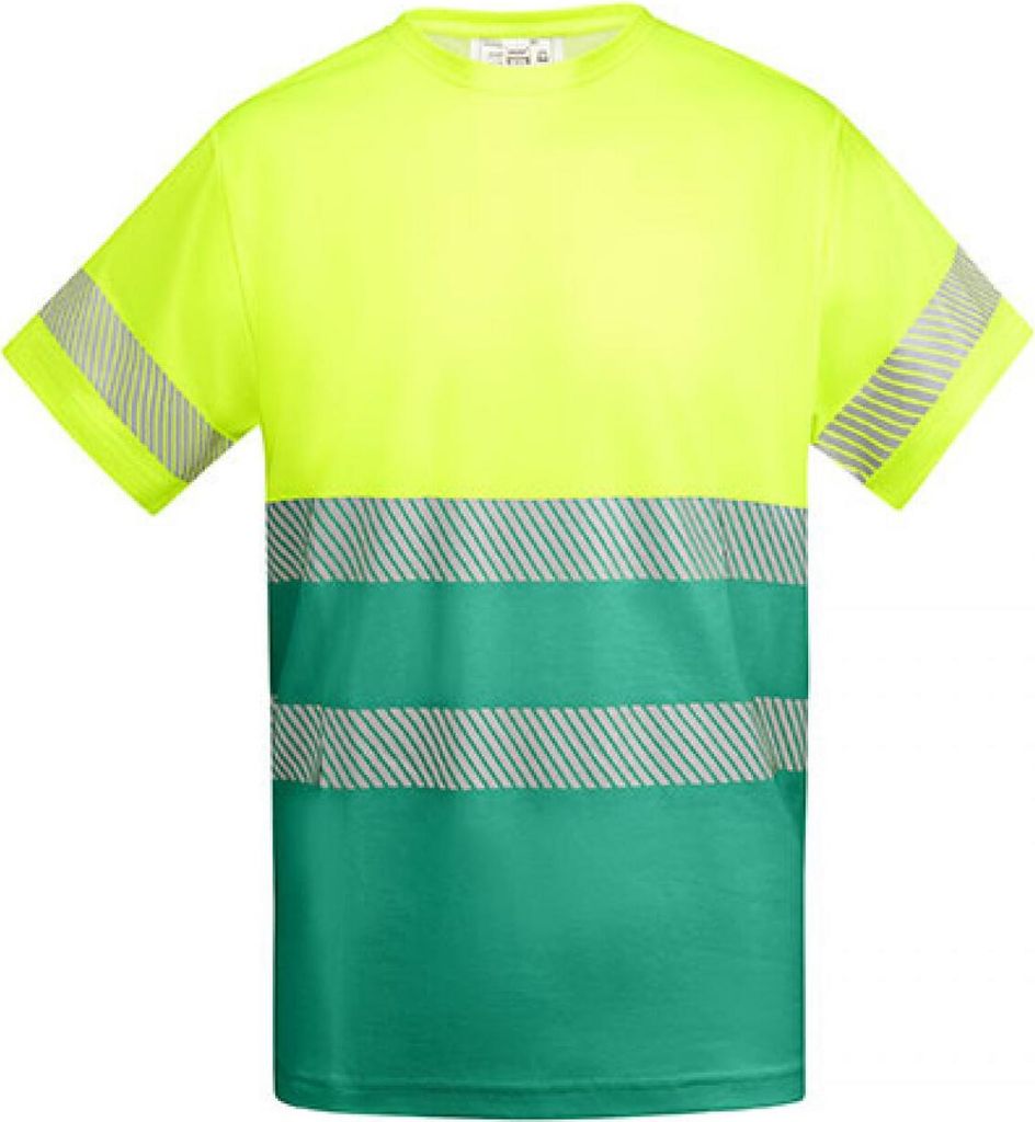Roly Workwear HV9317 | T-Shirt Tauri Arbeitsshirt Herren - Farbe: Garden Green 52/Fluor Yellow 221 - Größe: S