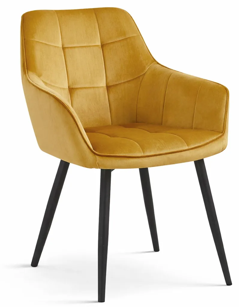 Chaise Velours Curry Varsi Leobert : Confort Ergonomique et Pieds Noirs